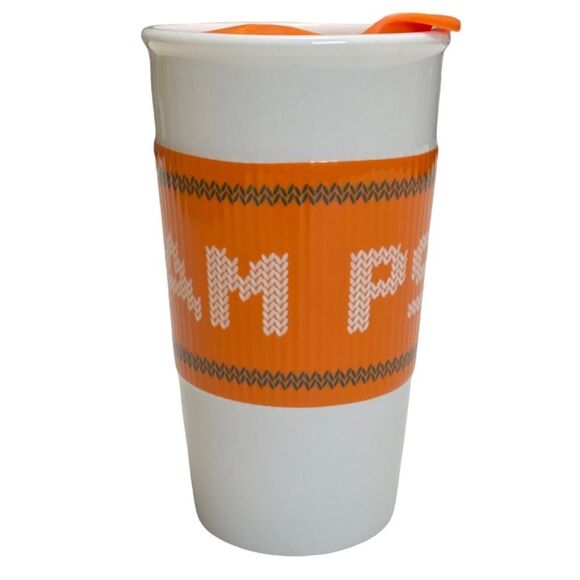 Starbucks 2016 Team PSL Orange White Ceramic 10oz Travel Tumbler Mug - Picture 4 of 10
